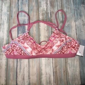 hilaration Pink Cross Back Bikini Top